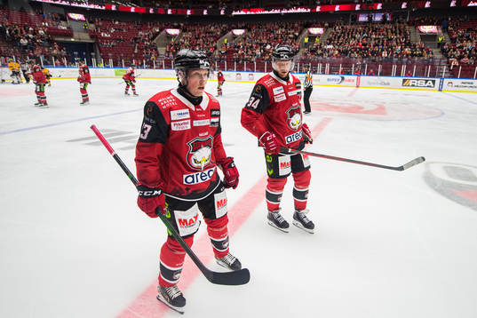 Malmö Redhawks Kalle Östman och Carl Söderberg deppar
