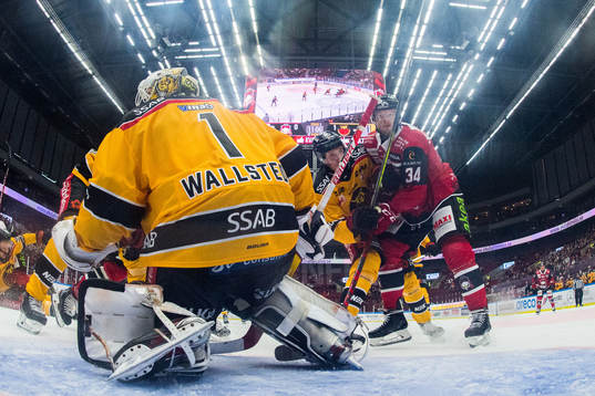 Malmö Redhawks Carl Söderberg oroar mot Luleås målvakt