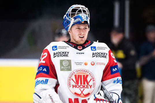 Västerviks målvakt Edvin Olofsson deppar