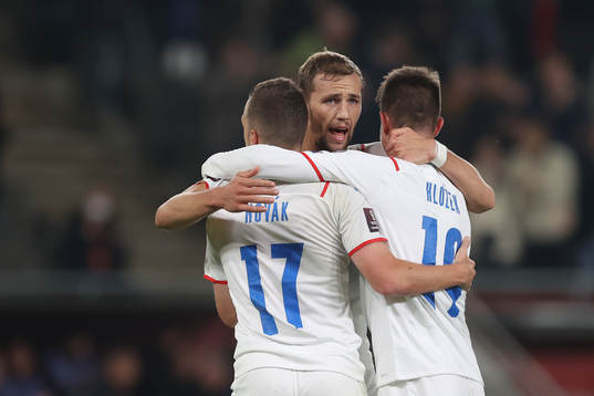 Filip Novak, Tomas Soucek and Adam Hlozek of Czech Republic