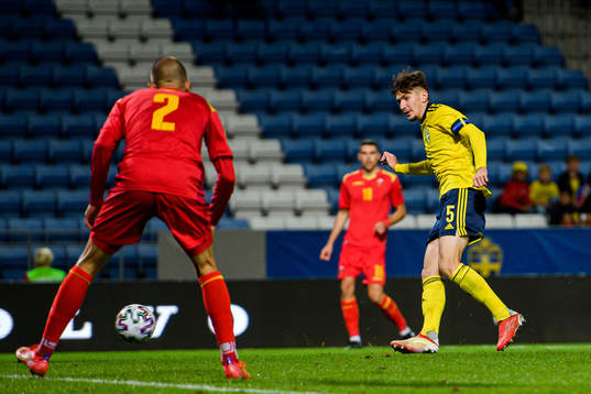 Armin Gigovic of Sweden scores the 2-0 goal