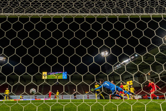 Anthony Elanga of Sweden scores the 3-0 goal