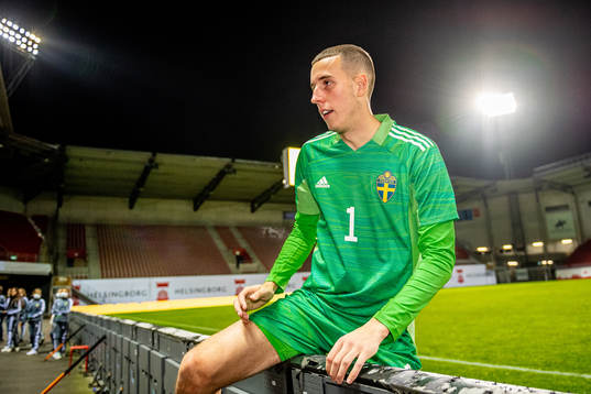 Goalkeeper Samuel Brolin of Sweden