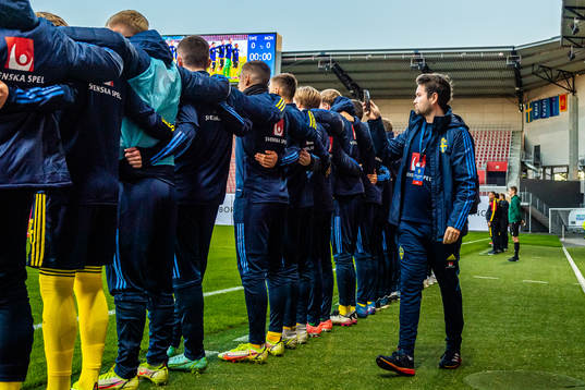 Press officer Johan Velagic of Sweden prior to the UEFA