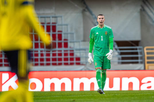Goalkeeper Samuel Brolin of Sweden