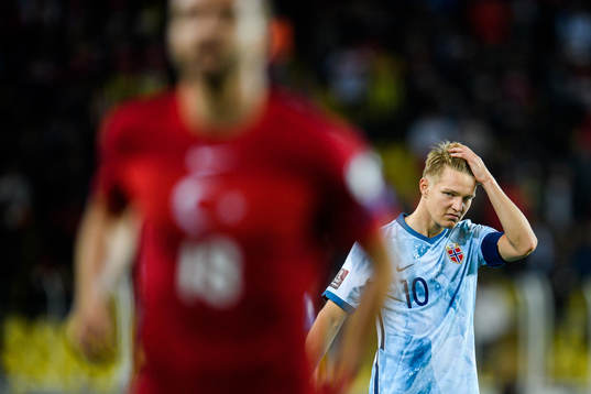 Martin Ødegaard of Norway looks dejected
