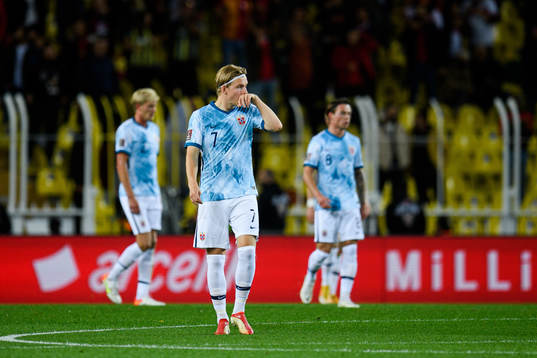 Jens Petter Hauge of Norway looks dejected