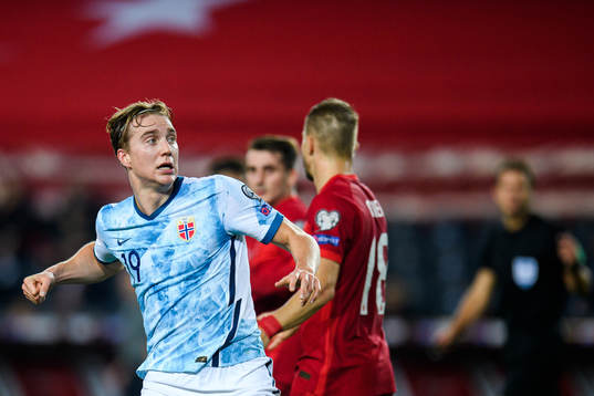 Kristian Thorstvedt of Norway celebrates the 1-1 goal