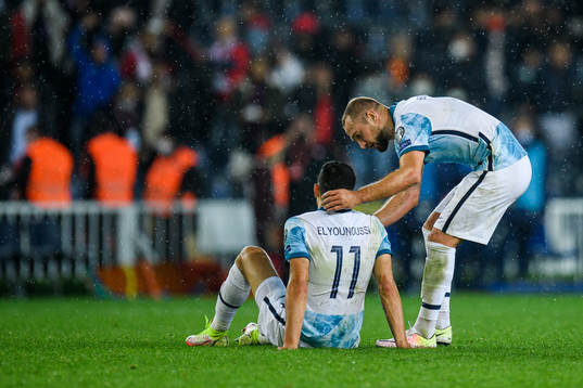 Mohamed Elyounoussi and Veton Berisha of Norway