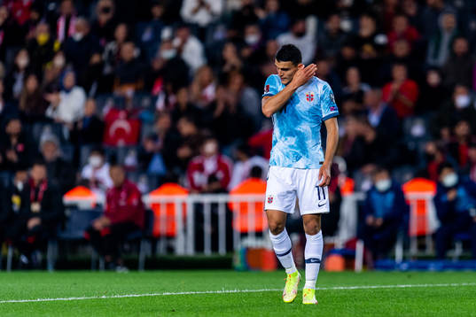 Mohamed Elyounoussi of Norway looks dejected