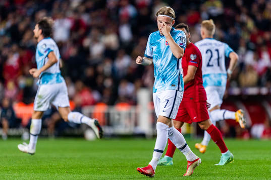 Jens Petter Hauge of Norway looks dejected