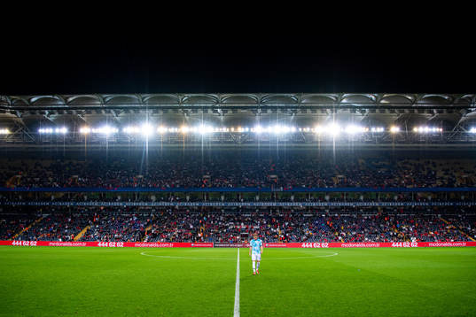 Jens Petter Hauge of Norway walks off the pitch at half-time