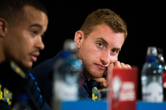 Robin Quaison and Dejan Kulusevski of Sweden