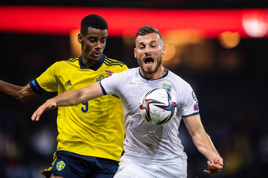 Alexander Isak of Sweden and Fidan Aliti of Kosovo