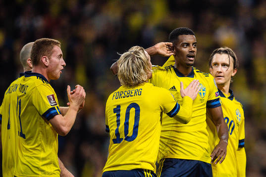 Alexander Isak of Sweden celebrates