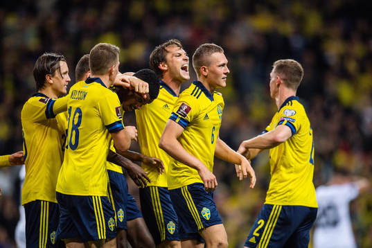 Alexander Isak, Kristoffer Olsson and Albin Ekdal of Sweden