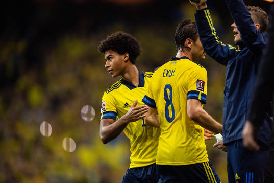 Jens-Lys Cajuste and Albin Ekdal of Sweden