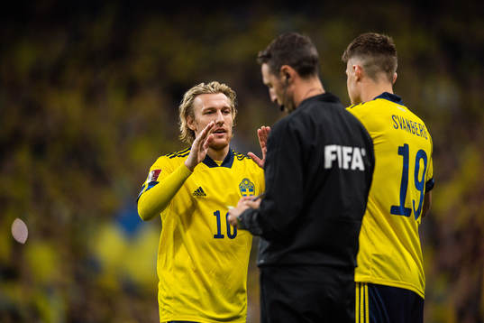 Emil Forsberg and Mattias Svanberg of Sweden