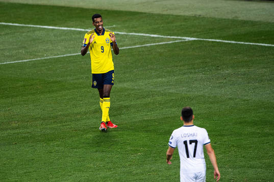 Alexander Isak of Sweden looks dejected