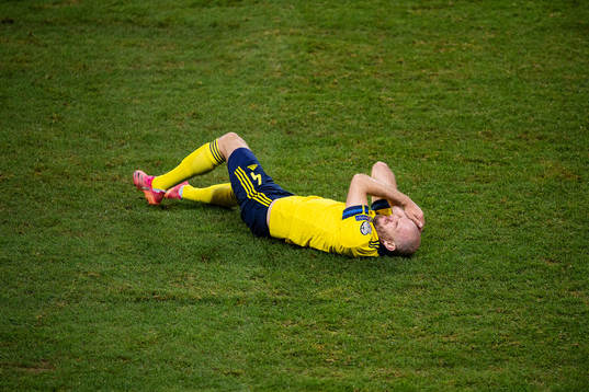 Marcus Danielson of Sweden in pain