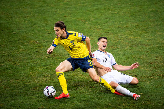 Albin Ekdal of Sweden and Florian Loshaj of Kosovo