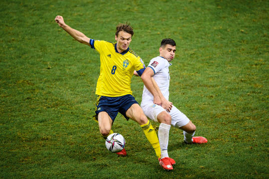 Albin Ekdal of Sweden and Florian Loshaj of Kosovo