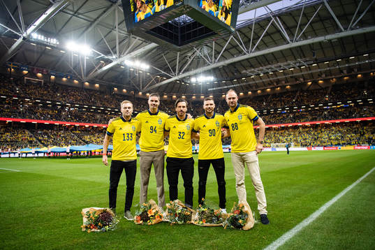 Former players Sebastian Larsson, Mikael Lustig, Gustav