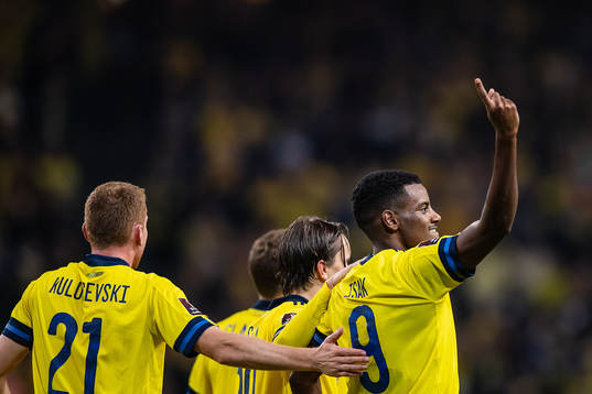 Alexander Isak of Sweden celebrates