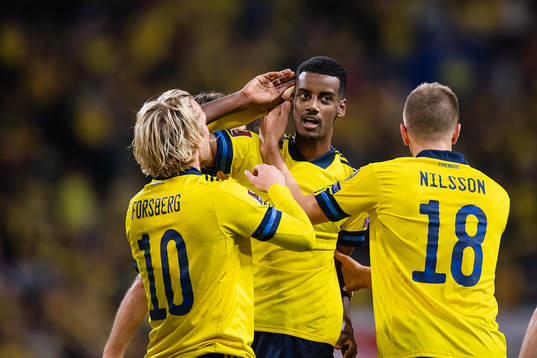 Alexander Isak of Sweden celebrates