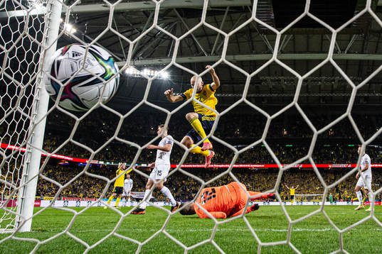 Marcus Danielson of Sweden sees Alexander Isak of Sweden