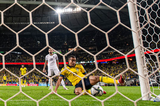 Robin Quaison of Sweden with a scoring opportunity