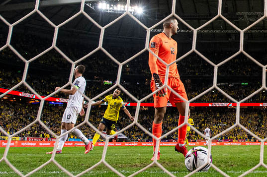 Robin Quaison of Sweden celebrates