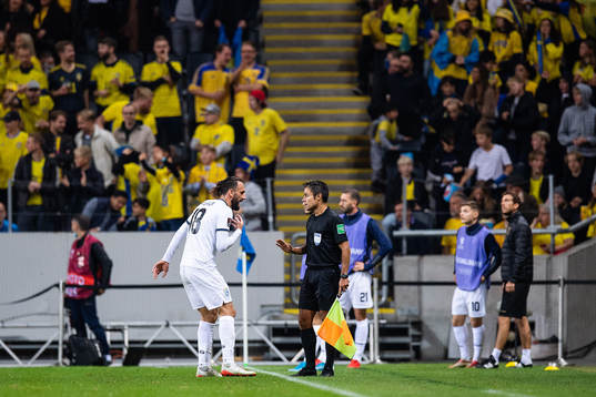 Vedat Muriqi of Kosovo reacts