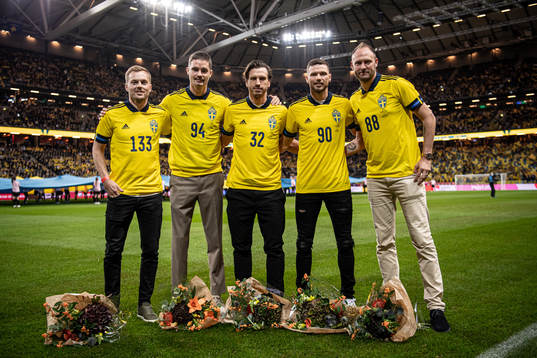 Former players Sebastian Larsson, Mikael Lustig, Gustav