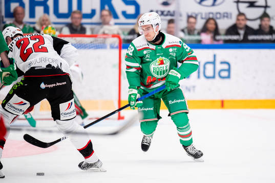 Malmö Redhawks Lars Bryggman och Rögles Ryan McKiernan
