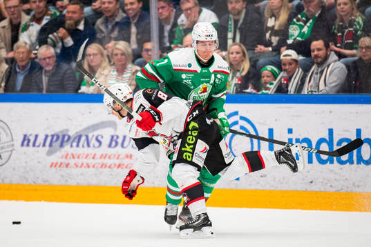 Malmö Redhawks Johan Olofsson och Rögles Erlend Lesund