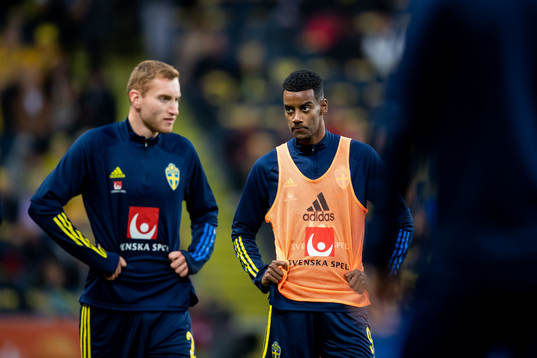 Dejan Kulusevski and Alexander Isak of Sweden