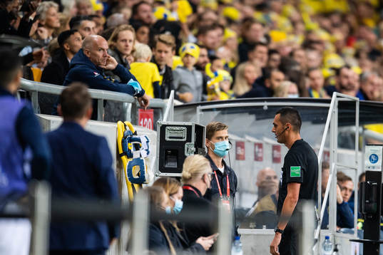 referee Marco Di Bello at the VAR screen