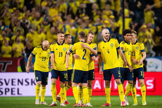 Players of Sweden celebrate