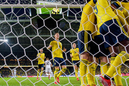 Marcus Danielson, Emil Krafth and Joakim Nilsson of Sweden