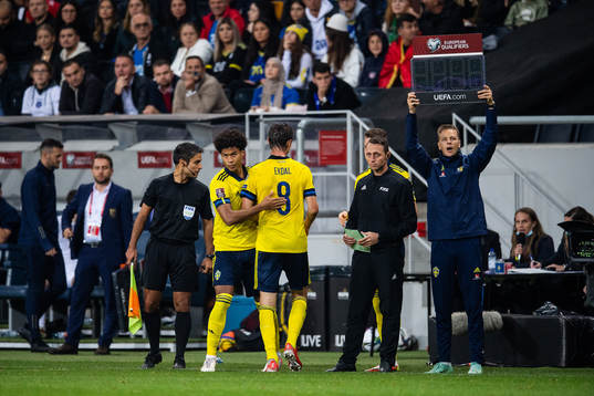 Jens-Lys Cajuste and Albin Ekdal of Sweden