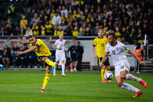 Robin Quaison of Sweden scores 3-0