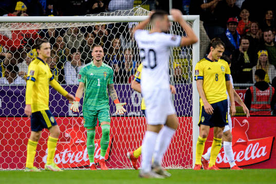 Kristoffer Olsson, goalkeeper Robin Olsen and Albin Ekdal