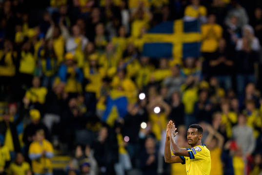 Alexander Isak of Sweden celebrates