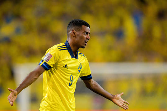 Alexander Isak of Sweden reacts