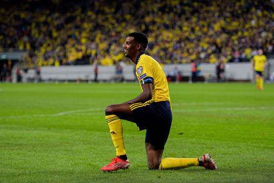 Alexander Isak of Sweden looks dejected