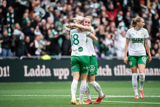 Hammarbys Alice Carlsson och Hanna Lundkvist jublar