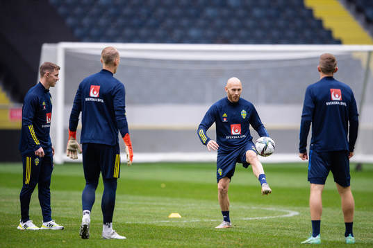 Emil Krafth and Magnus Eriksson of the Swedish national