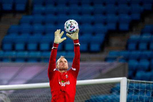 Goalkeeper Viljar Myhra of the Norwegian national football
