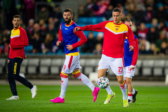 Adam Marusic of Montenegro warms up